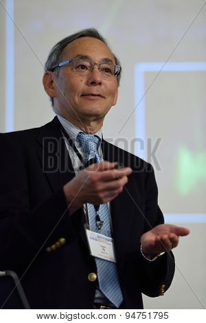 ST. PETERSBURG, RUSSIA - JUNE 22, 2015: Nobel Prize Laureate in physics Steven Chu during Saint Petersburg scientific forum 