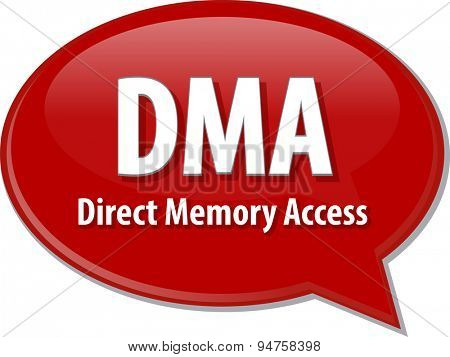 Speech bubble illustration of information technology acronym abbreviation term definition DMA Direct Memory Access