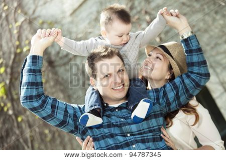 Young family with her baby boy