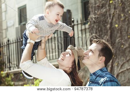 Young mother with her baby boy