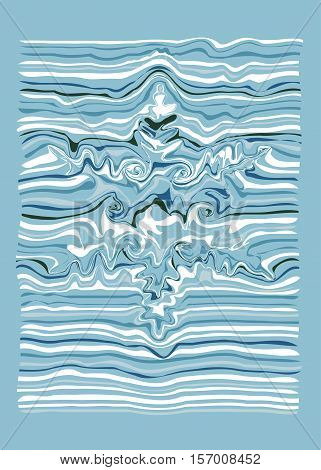 Snowflake shaped marmored paper art with blue tones