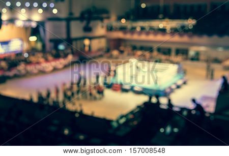 Blur Image Of Group Of Stage Staff.