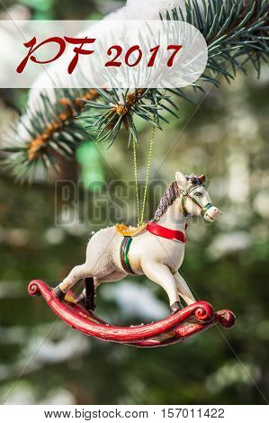 Pf 2017 - Rocking Horse, Closeup Of Christmas Tree