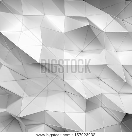 Beautiful white triangle abstract background. 3D illustration. Template fow your design