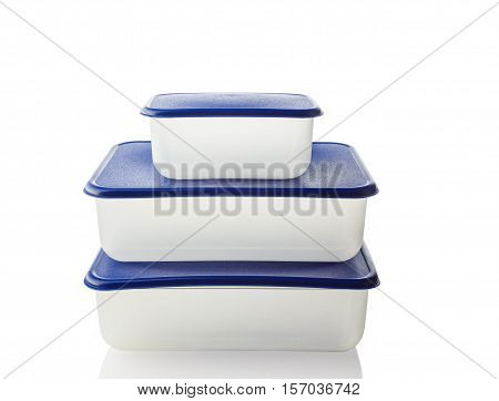Plastic container on white background isolated up.