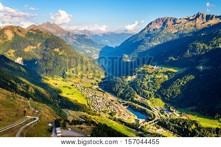 View of Airolo village from the Gotthard Pass - Switzerland
