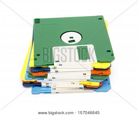 Stack Of Colored Floppy Disks