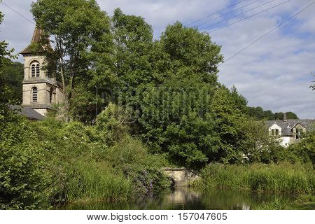 Thames & Severn Canal with Christ Church Chalford Stroud Gloucestershire