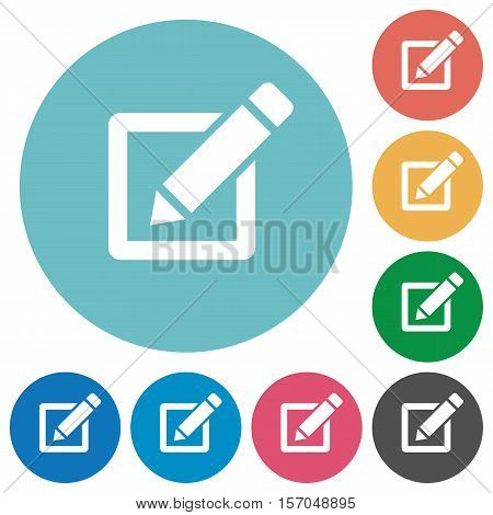 Editor white flat icons on color rounded square backgrounds
