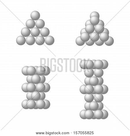 Illustration of close packing of balls of the same size