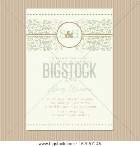 Wedding invitation and save the date card. Also can be used as greeting card birthday card or party invitation.