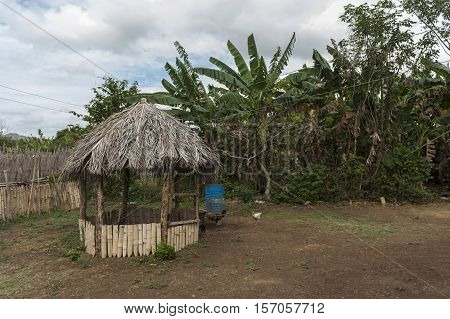 Chicken coop on backyard in rural Trinidad, Ciba