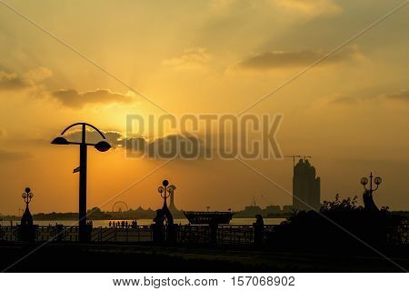 Marina Mall in Abu Dhabi in sunset time United Arab Emirates. Marina Mall Abu Dhabi Emirates shopping centre