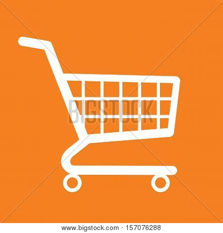 Shopping cart orange background icon vector illustration stock