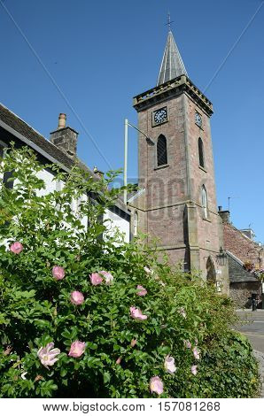 An external view of the clock tower in Milnathort