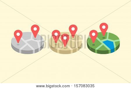 Abstract design location map flat design vector icon