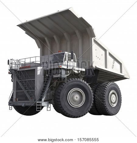 Very big dump-body truck on white background. 3D illustration
