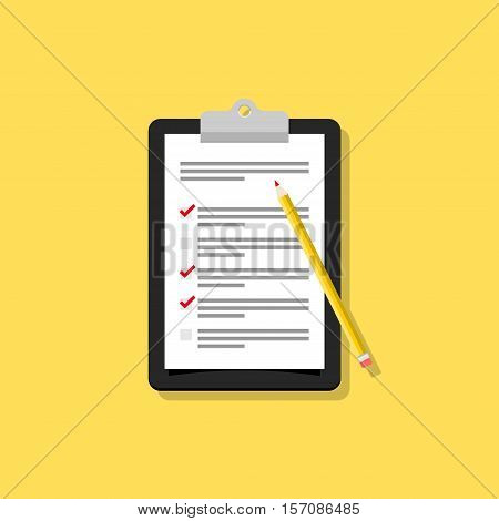 Abstract vector survey checklist flat design illustration