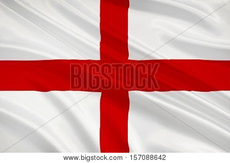 Flag of Bologna is the largest city and the capital of the Emilia-Romagna Region in Italy. 3d illustration