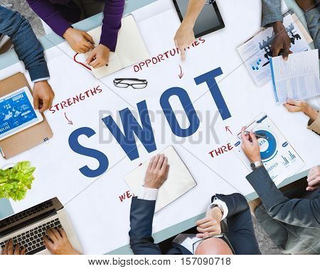 SWOT Business Company Strategy Marketing Concept