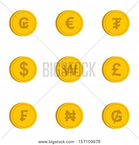 Money of countries icons set. Flat illustration of 9 money of countries vector icons for web