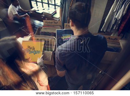Vinyl Record Store Music Shopping Oldschool Classic Concept
