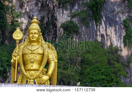 KUALA LUMPUR MALAYSIA - January 17 2016. a Statue of Lord Muragan at Batu Caves.