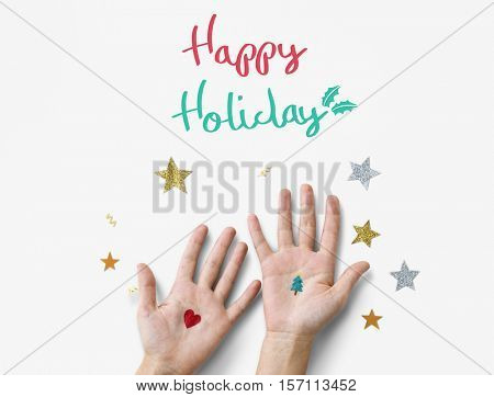 Merry Christmas and Happy New Year Family Holiday Festival Concept