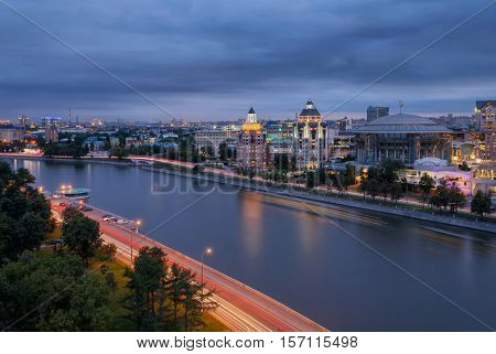 MOSCOW - JUN 10, 2016: River and House of Music was built in 2000-2002