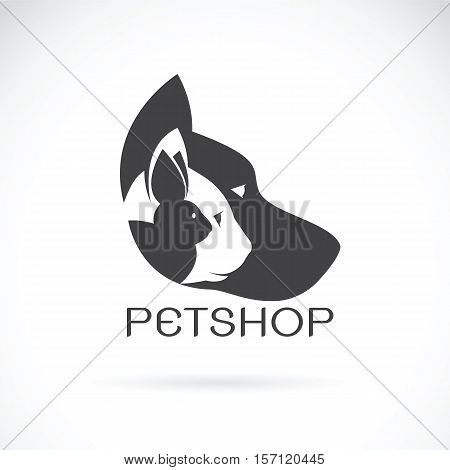 Vector image of pets design on white background. Petshop Dog Cat Rabbit Animal Logo