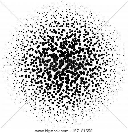 Chaotic Pointillist (half-tone) Circle Pattern. Random Dots.