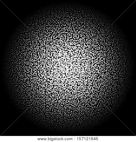 Chaotic Pointillist (half-tone) Circle Pattern. Random Dots.