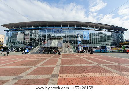 Busan South Korea - 12 November 2011: Busan train station part of the KTX train to get to Seoul.