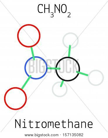 Nitromethane CH3NO2 molecule isolated on white in vector