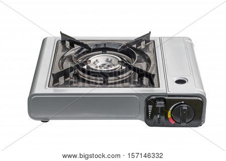 travel portable gas stove isolated on white background