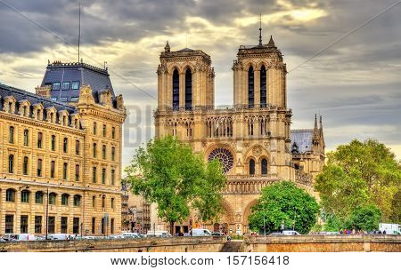 View of Notre-Dame Cathedral in Paris - France