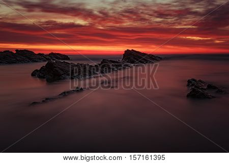 Colorful sunrise at the village of Sinemorets, Bulgaria