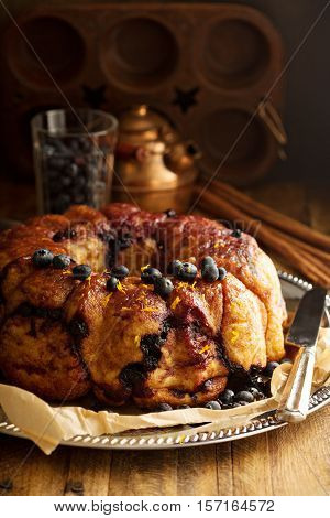 Pull apart monkey bread with orange and blueberry