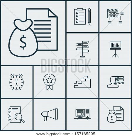 Set Of Project Management Icons On Personal Skills, Opportunity And Computer Topics. Editable Vector