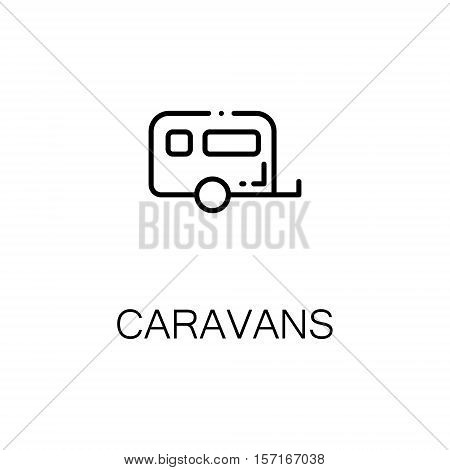 Caravans flat icon. Single high quality outline symbol of recreation for web design or mobile app. Thin line signs of caravans for design logo, visit card, etc. Outline pictogram of caravans