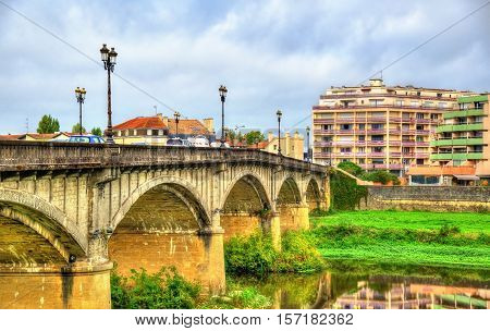 Pont Vieux, a bridge above the Adour River in Dax - France, Landes