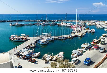 Santorini Greece - October 13 2012: The Vichada Port in the south of the island