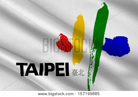 Flag of Taipei - the capital of Taiwan Province in the PRC. 3d illustration
