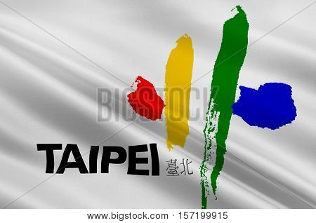 Flag of Taipei - the capital of Taiwan Province in the PRC. 3d illustration