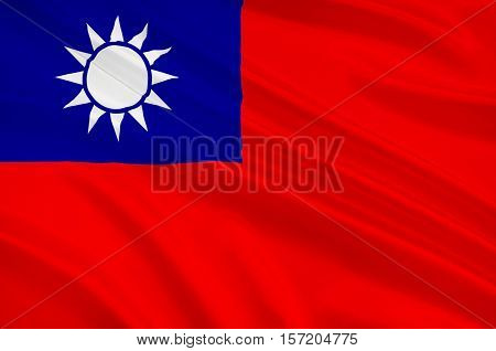 Flag of Taiwan officially the Republic of China is a state in East Asia. 3d illustration