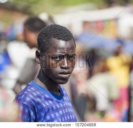 Boy From Ari Tribe At Village Market. Bonata. Omo Valley. Ethiopia.