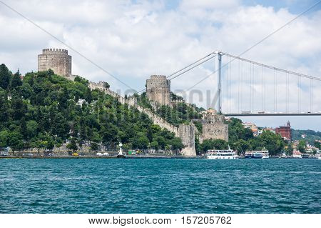Rumelihisari (also known as Rumelian Castle and Roumeli Hissar Castle) is a fortress located in Istanbul Turkey on a hill at the European side of the Bosphorus
