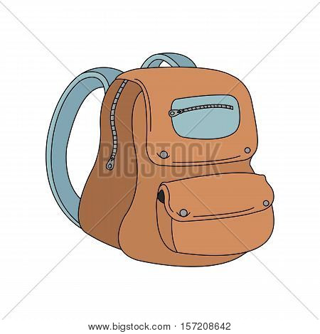 School backpack color icon. Student rucksack. Schoolbag. Isolated vector illustration