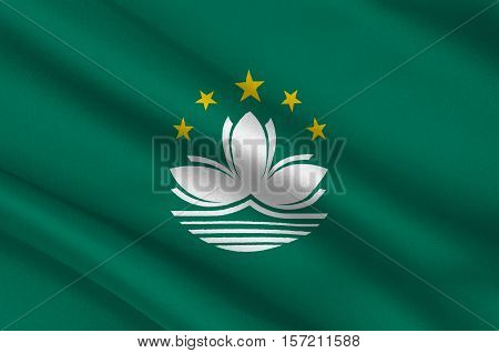 Flag of Macau also spelled Macao officially known as the Macau Special Administrative Region of the Peoples Republic of China. 3d illustration