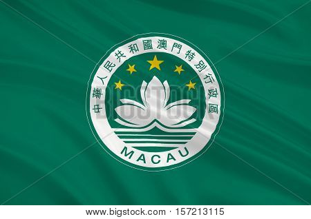 Flag of Macau also spelled Macao officially known as the Macau Special Administrative Region of the Peoples Republic of China. 3d illustration